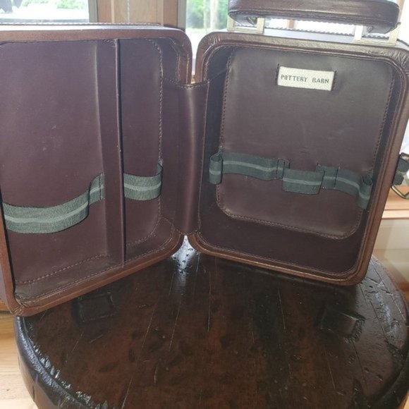 Pottery Barn Vintage Brown Leather Case/Toiletry - Picture 5 of 5